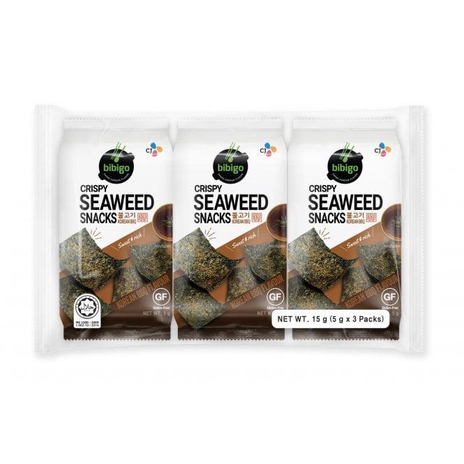 Bibigo Crispy Seaweed Snacks Korean BBQ 5g x 3 (15g)