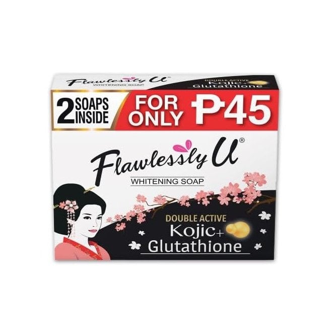 Flawlessly U Double Active Kojic + Glutathione Whitening Soap 65g x 2 Pack