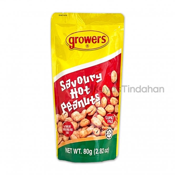 Growers Savoury HOT Flavoured Peanuts Nuts 80g - Family Pack
