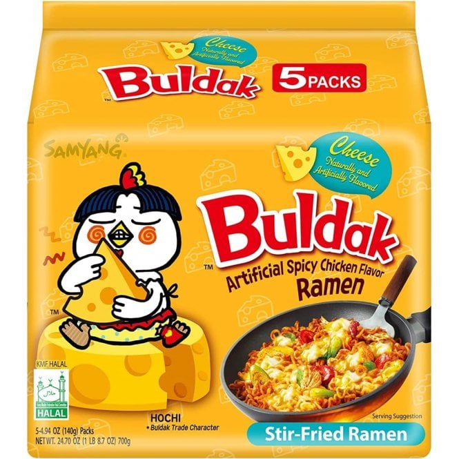Samyang Buldak Hot Chicken Flavour Ramen Cheese Flavour 140g x 5 Pack