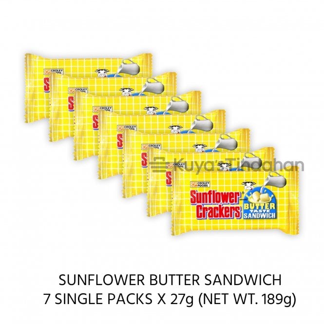 Sunflower Crackers Butter-filled Sandwich 189g (7 x 27g packs) - 10p Clearance