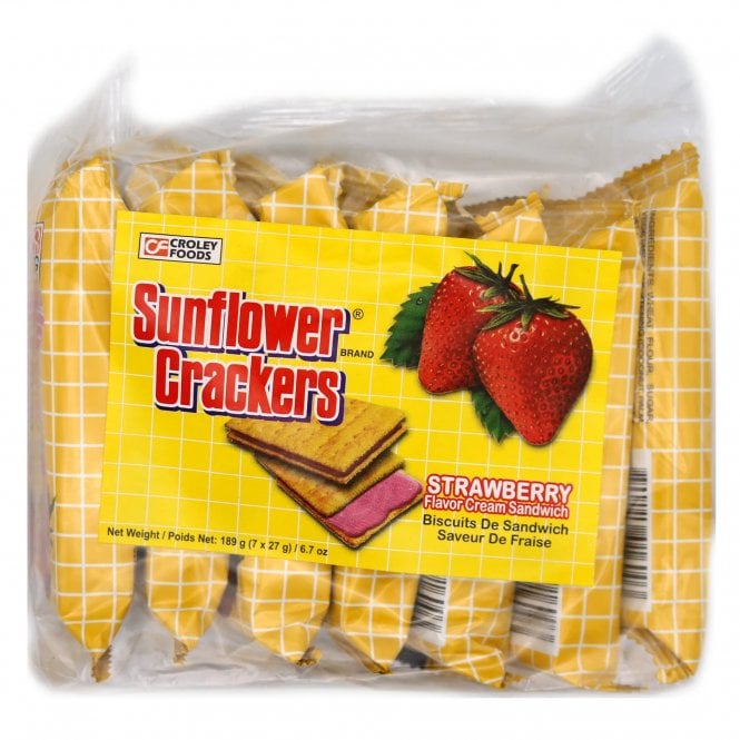 Sunflower Crackers STRAWBERRY Flavor Cream Sandwich 189g (7 x 27g) - 10p CLEARANCE!